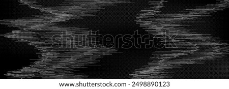 TV static noise texture. Distorted rippled VHS video screen overlay. Glitch pixelated random background. Grunge fuzzy television interference backdrop. Vector digital pixel video effect