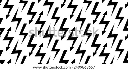 Lightning bolt seamless pattern. Thunder bolt repeating wallpaper. Flash thunderbolt ornament background. Blitz strike arrows for poster, banner, graphic design, print. Vector cartoon backdrop