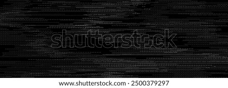 TV static noise texture. Glitch pixelated random background. Distorted rippled VHS video screen overlay. Grunge fuzzy television interference backdrop. Vector flickering digital pixel video effect