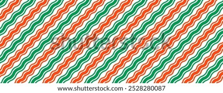 Christmas seamless pattern. Red green white diagonal wave stripe background. Candy cane repeat decoration wallpaper. Winter holiday gift backdrop. Christmas peppermint present wrap paper print. Vector