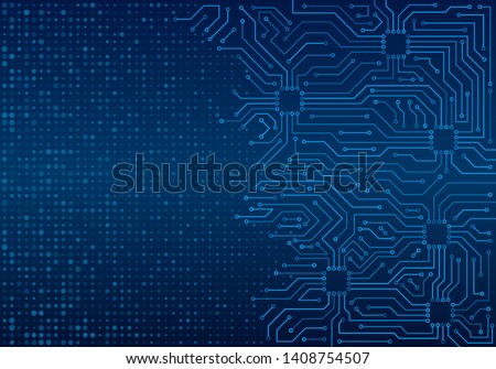 High-tech technology blue background texture. Circuit board minimal pattern. Science vector illustration.