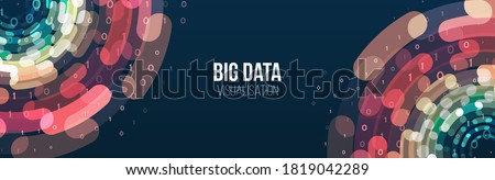 Wide Big data visualization. Abstract background with lines array and binary code. Connection structure. Data array visual concept. Big data connection complex. 商業照片 © 
