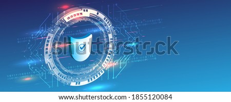 3d Digital security and network protection. Cyber security for internet projects. Antivirus technology web services. Data protection web banner. Foto stock © 