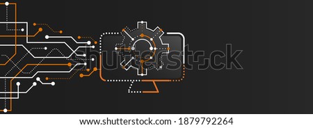 Template for hi-tech banner or presentation. Abstract modern digital data. Vector futuristic circuit board with computer. Internet connection concept.