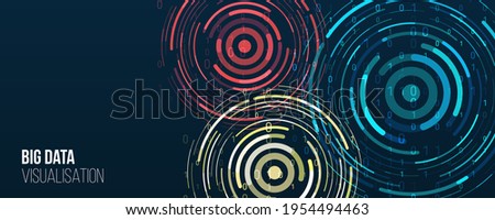 Filtering machine algorithms. Sorting data. Vector technology background. Big data visualization. Information analytics concept. Abstract stream information with circles array and binary code.