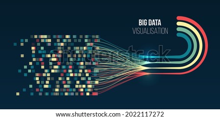 Sorting data. Vector Waves technology background. Abstract stream information with lines array and binary code. Filtering machine algorithms. Big data visualization. Information analytics concept. 