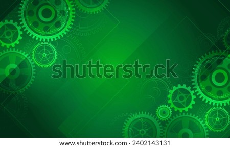 Futuristic high-tech motion design. Business and industry internet banner. The mechanism consisting of gears on a green background for the presentation. Cogwheel for science experiment presentation.