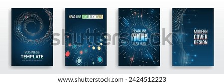 Modern technology design for posters. Futuristic background for flyer, brochure. Scientific cover template for presentation, banner. Set of high-tech covers for marketing.