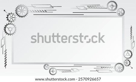 Innovation concept in high-tech gear design. Abstract vector illustration of cogwheel. Wide grey background of engineering mechanism. For technology presentation or banner.