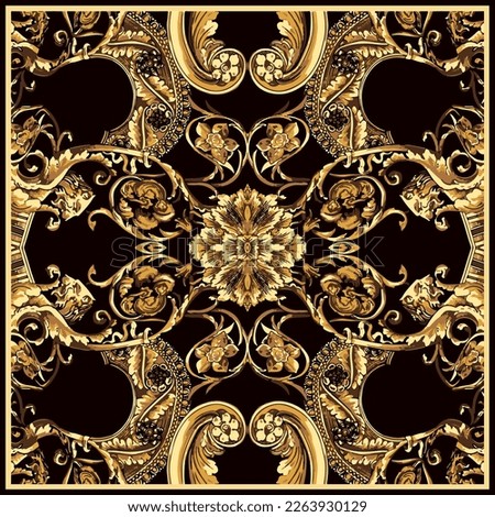 golden  baroque design for print scarfs 