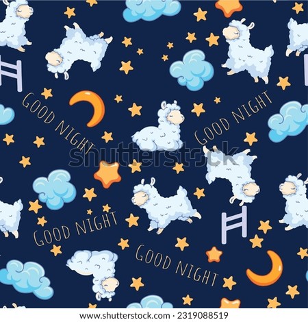 cute design pattern , good night, sheep, moon ,for printing  ,wallpaper 