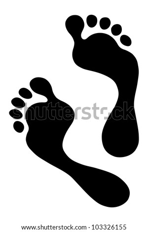 Two Black Man Footprints Isolated On White Stock Vector Illustration ...