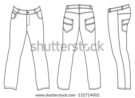 Outline Black-White Pants Illustration Isolated On White - 132714002 ...