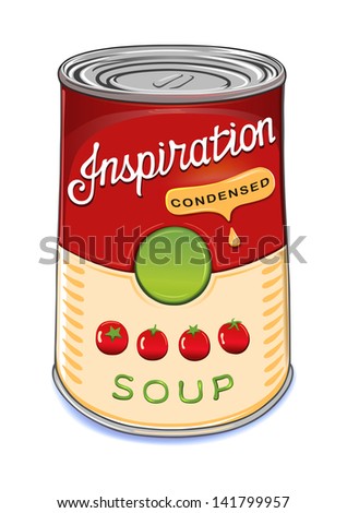 Can of condensed tomato soup Inspiration isolated on white background. Created in Adobe Illustrator. Image contains gradients and gradient meshes. EPS 8.