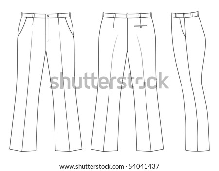 Outline Black-White Pants Vector Illustration Isolated On White ...