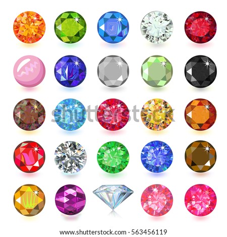 Colored gems set, vector illustration isolated on white background