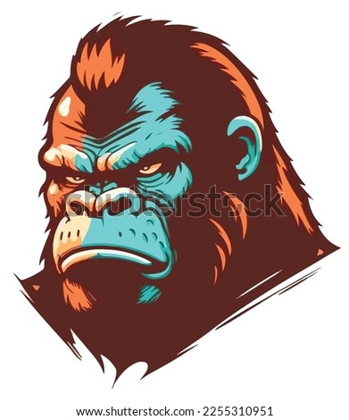 Vector Art Illustrations of an angry gorilla face 