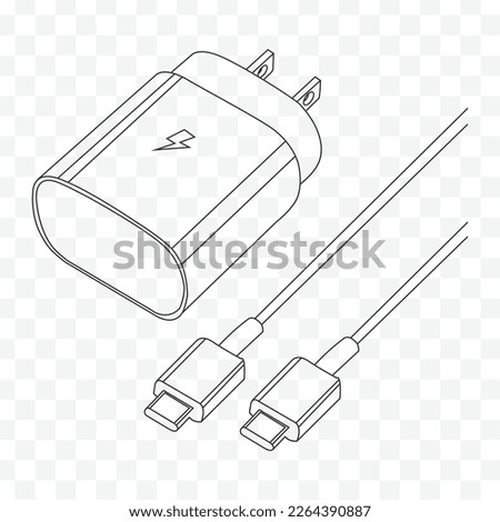 Super Fast charger outline vector with USB Isolated on transparent background