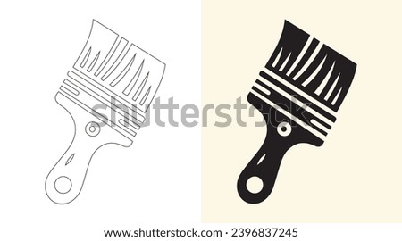icon set for a paintbrush. Various illustrations in vector format with paintbrushes drawing tool with paintbrushes. holding a variety of paintbrushes, from little to large. simple, flat design.