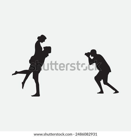 A cameraman is taking pictures vector isulated on white background