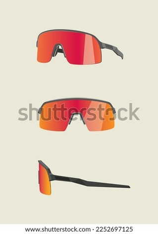 Lite sport mirror chrome sunglasses with half-frame. Front, side and perspective view. Oakley Sutro.