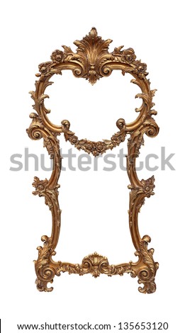 Gold baroque frame with angel statues ornaments