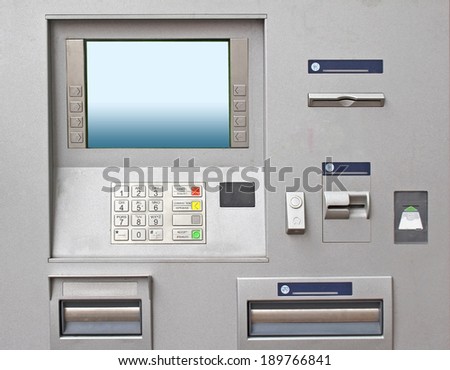Modern ATM cash withdrawal machine with large display