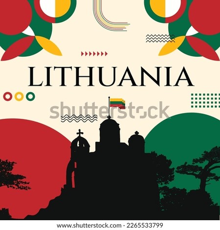 Lithuania Banner flag colors theme background and geometric abstract retro modern red, yellow and green design. Church illustration banner design template.
