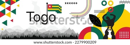 Togo Independence day Banner with map, flag colors theme background and geometric abstract retro modern red, yellow and green design. illustration banner design template.