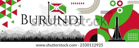 Burundi Independence Day abstract banner design with flag and map. Flag color theme geometric pattern retro modern Illustration design. green and red color template.