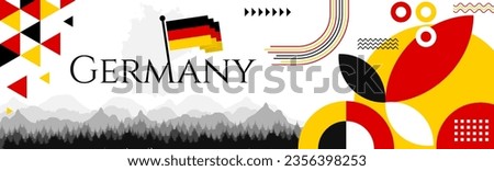 The Germany Independence Day abstract banner design with flag and map. Flag color theme geometric pattern retro modern Illustration design. Red, yellow and Black color template.