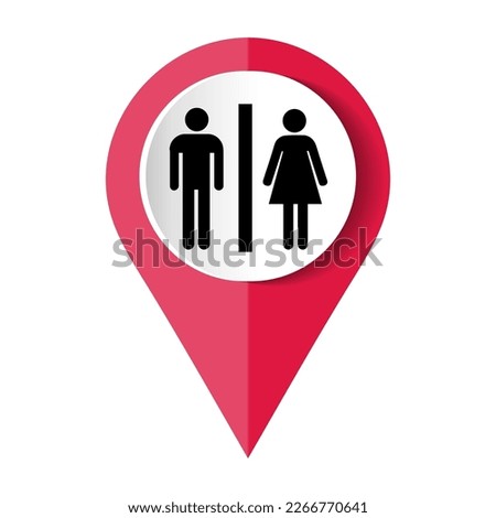 Toilets vector icon. Restroom illustration includes lady and gentleman figures.	
