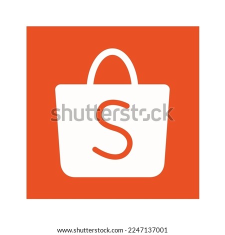 s bag shop store orange isolated white background icon symbol graphic design buy sell payment pay retail sign logo vector template