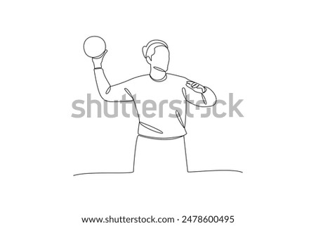 One continuous line drawing of people playing handball at the sports center. Sports minimalist concept. Single line draw design vector illustration