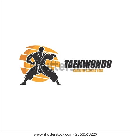 vector illustration logo design karate combat with abstract karate move graphic