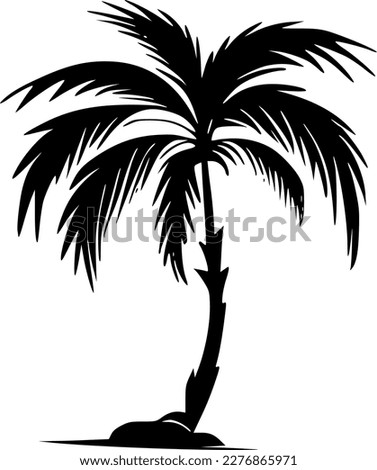 Palm Tree - Black and White Isolated Icon - Vector illustration