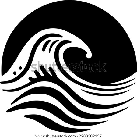 Wave - Black and White Isolated Icon - Vector illustration