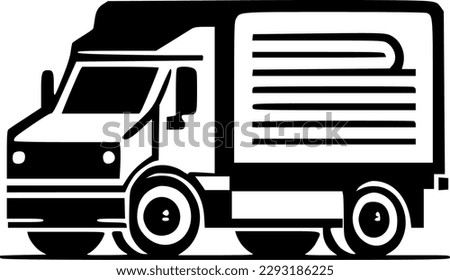 Truck - Black and White Isolated Icon - Vector illustration