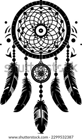 Dream Catcher - Black and White Isolated Icon - Vector illustration