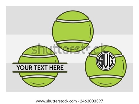 Tennis Ball, Tennis Ball Silhouette,  Sports, Tennis, Ball Image, Vector, clipart, outline, Smashing Tennis Monogram, Split Monogram, Circle Monogram