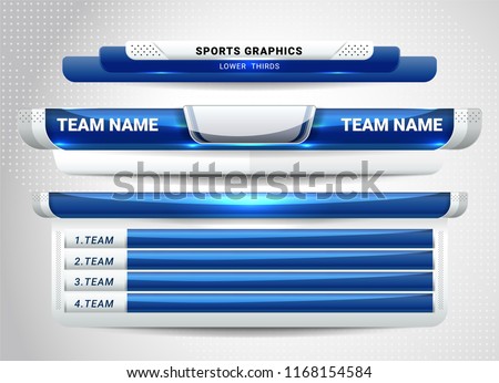 Scoreboard Broadcast Graphic and Lower Thirds Template for sport soccer and football, vector illustration Imagine de stoc © 
