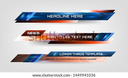 Set of Broadcast News Lower Thirds Template for Television, Video and Media Channel