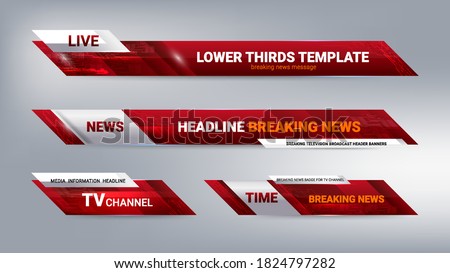 Vector of Broadcast News Lower Thirds Template for Television, Video and Media Channel Foto d'archivio © 