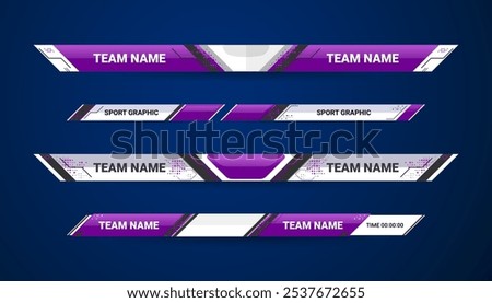 Graphic set of Sport Lower Thirds Banner for Television Streaming, Video and Media Channel, vector illustration