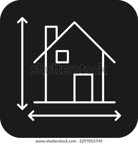 Dimension Real Estate icon with black filled line style. area, height, size, width, square, meter, measure. Vector illustration