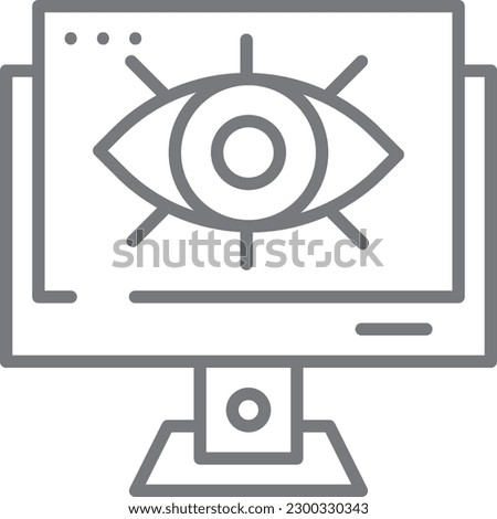 Web Visibility Marketing icon with black outline style. web, eye, graphic, look, vision, lens, element. Vector illustration