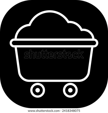 Minecart mining industry icon with black filled line outline style. mine, industry, trolley, cart, minecart, coal, industrial. Vector Illustration