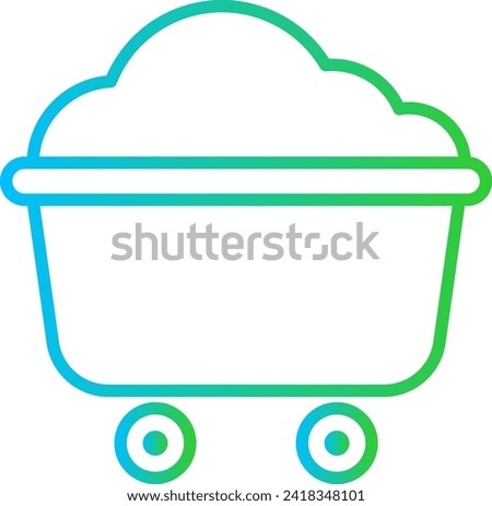 Minecart mining industry icon with blue and green gradient outline style. mine, industry, trolley, cart, minecart, coal, industrial. Vector Illustration