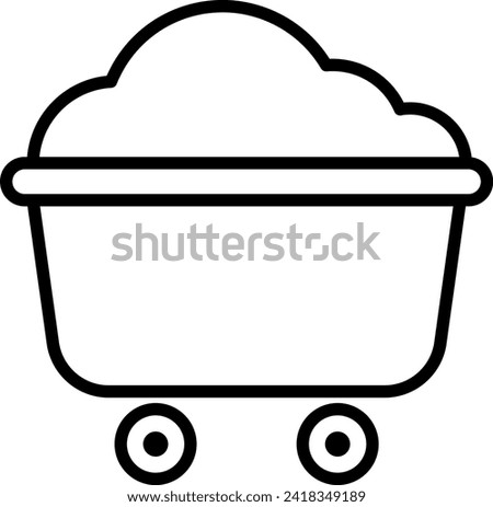 Minecart mining industry icon with black outline style. mine, industry, trolley, cart, minecart, coal, industrial. Vector Illustration