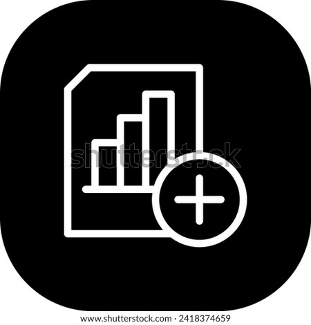 Add analysis report performance business icon with black filled line outline style. report, analysis, data, chart, add, symbol, sign. Vector Illustration
